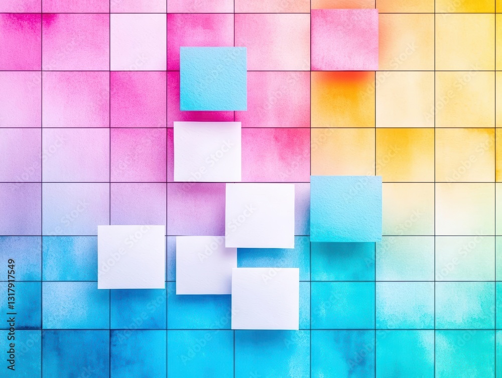 Poster vibrant abstract background featuring colorful squares and geometric patterns creating a dynamic and