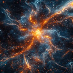 Obraz premium Vibrant Cosmic Explosion of Colorful Stars and Energetic Plasma