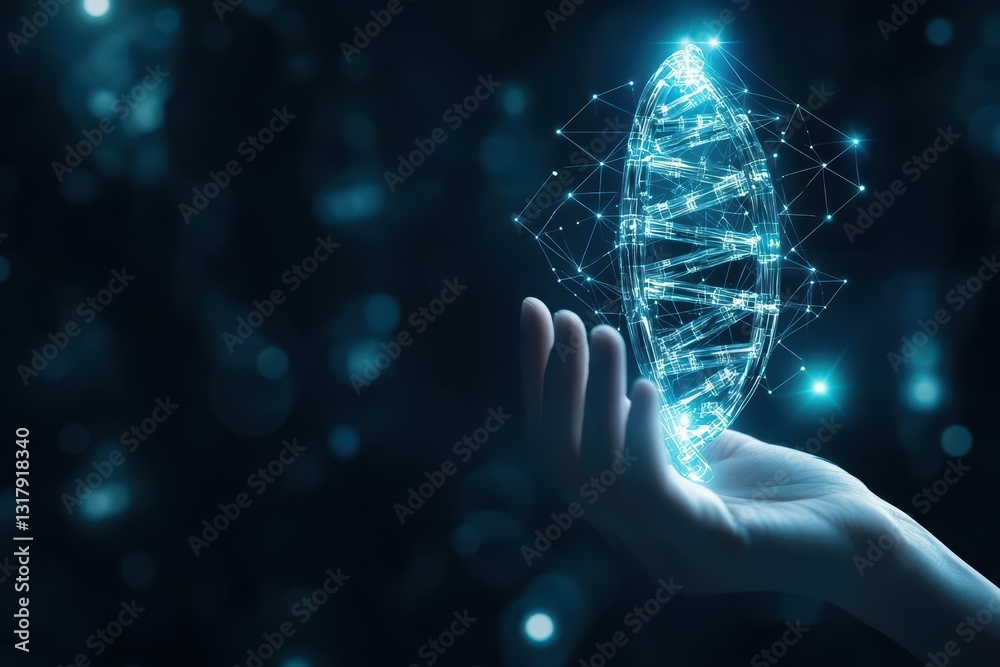 Poster a hand grasping a futuristic object surrounded by a network of intricate connected lines symbolizing