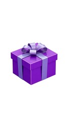 Obraz premium Purple Gift Box 3D White Background Cutout