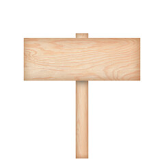 Wooden sign isolated on white background.