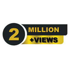 2 Million Views Celebration Vector Icon Badge PNG - High-Quality Download