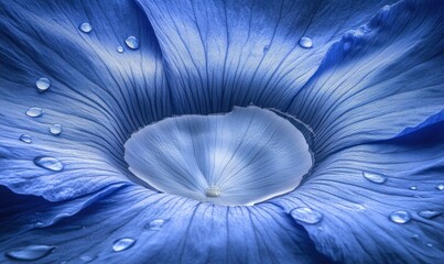 Obraz premium Blue flower macro with water drops, close-up for nature backgrounds