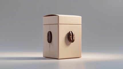 Minimalist Coffee Storage Container with Bean Design on a Neutral Background