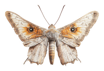 Obraz premium Detailed Close-up of a Colorful Moth with Unique Patterns and Features, Isolated on Transparent Background