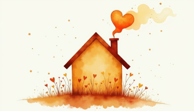 Glowing Warm House Symbol for Real Estate and Home Decoration Websites