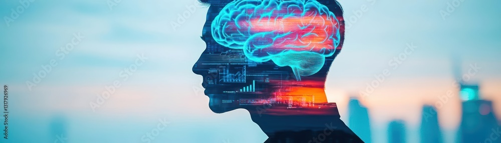 Poster intricate visualization of a human brain scan with emphasis on neural connections and activity patte