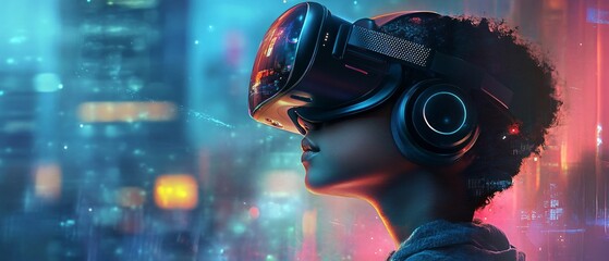 Professional Image of a Kid Using Virtual Reality Headset - Child Looking