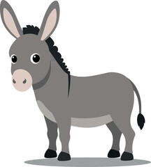 Obraz premium Cute grey donkey standing playfully with a cheerful expression in a minimal flat design vector art