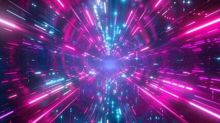 Fototapeta premium Colorful Neon Speed Light Tunnel