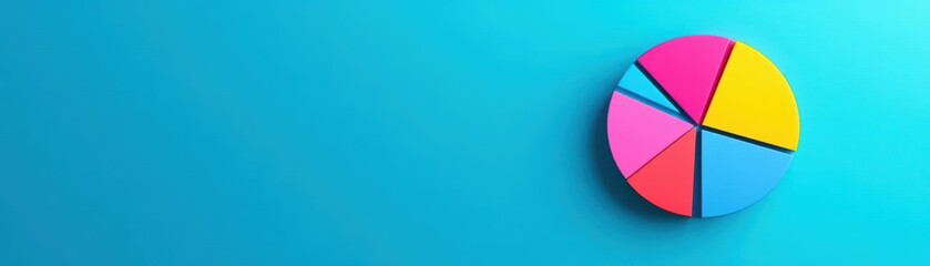 Vibrant Colorful Pie Displayed on a Bright Blue Background Showcasing an Artistic Arrangement of Ingredients and Evoking a Joyful Culinary Experience