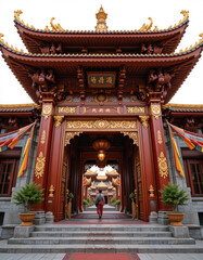 Obraz premium Sacred Retreat – Stunning Buddhist Temples & Tibetan Monastery Illustrations for Spiritual Inspiration