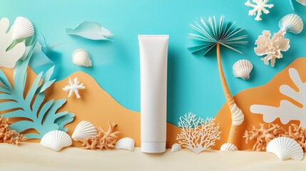 Professional Sunblock Show Mockup with Unlabeled White Tub Usage