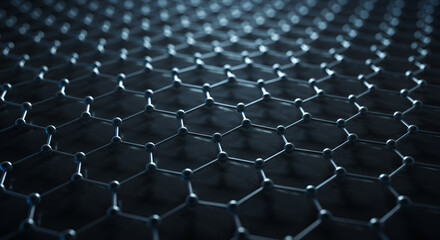 Obraz premium Graphene Layers with Hexagonal Atomic Arrangements Glowing Softly 1