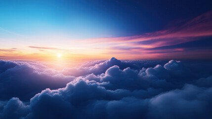 Fototapeta premium Breathtaking sunset over billowing clouds capturing the beauty of astronomy discoveries in a minimalist composition
