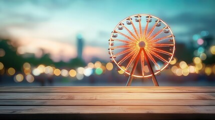 Cinematic Ferris wheel with long exposure light trails, vivid night details, green screen