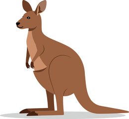Fototapeta premium A kangaroo standing upright in a minimalistic design style with simple shapes and warm colors showcasing its natural charm in vector art