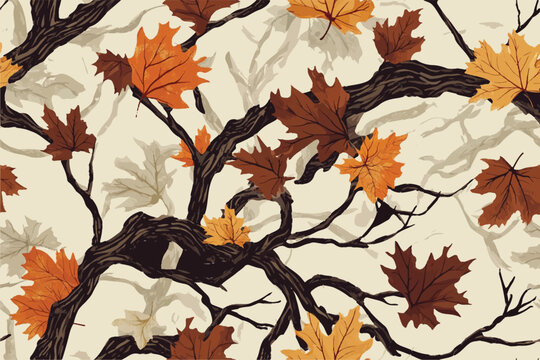 Hunting camouflage modern pattern, vector military print. real tree forest camouflage seamless pattern