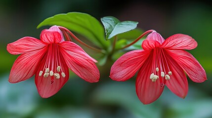 Double Pink Flowers in Botanical Garden