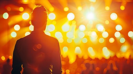 Innovative startup founder engages investors at high stakes pitch event for funding opportunities