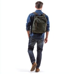 Fototapeta premium a handsome young man with a backpack , Generative art.