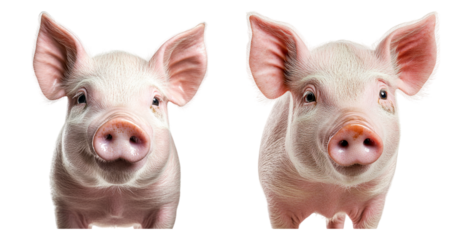 Cute pig faces with expressive features and playful demeanor, PNG bundle collection, Isolated on Transparent Background