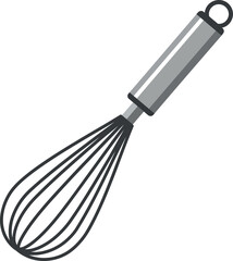 Fototapeta premium Kitchen whisk in a sleek, minimal design showcasing a shiny metal handle and delicate wire loops perfect for mixing, blending, and whipping in vector art