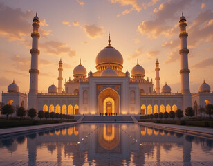 Naklejka premium Sacred Beauty – Stunning Mosque & Islamic Architecture Illustrations for Spiritual and Cultural Inspiration