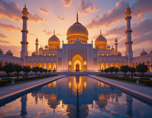 Naklejka premium Sacred Beauty – Stunning Mosque & Islamic Architecture Illustrations for Spiritual and Cultural Inspiration