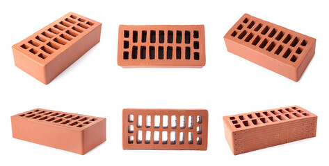 Brick isolated on white, set. Construction material