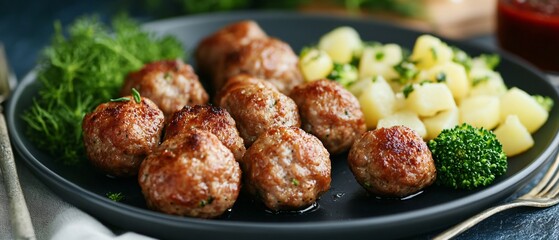 Traditional Danish meat balls or frikadeller for culinary delights