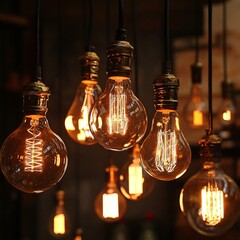 Professional Vintage Glowing Bulbs Image for Decor and Lighting Purposes