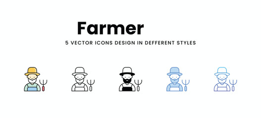 Farmer vector icons set stock illustration.
