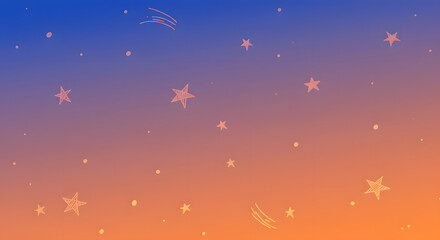 Fototapeta premium Contemporary Abstract Gradient Sky Background with Naive Stars