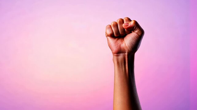 Fist Raised in Advocacy Against Epilepsy on Gradient Pink Background for Awareness Campaign and Support