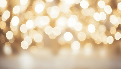 Fototapeta premium Abstract golden bokeh lights background, perfect for festive designs, celebrations, or elegant projects. Sparkling, blurry lights create a luxurious and warm atmosphere.
