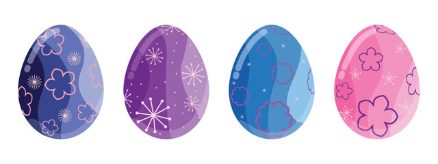 Blue Purple Pink Easter Egg And Pastel Color Decorations