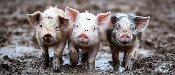 Professional Image of Young Outdoor Raised Organic Pigs Playing