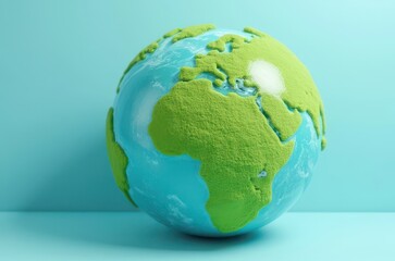 Digital globe model close-up on earth's geography for education