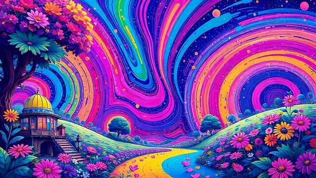 Vibrant Abstract Colorful Background with Delicate Flowers, Soft Blends, and Artistic Textures, Creating a Dreamy and Expressive Visual That Captures Nature&rsquo;s Beauty, Creativity, and a Mesmerizing Fus