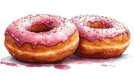 Obraz premium donut with sprinkles clipart isolated watercolor element illustration detailed illustration