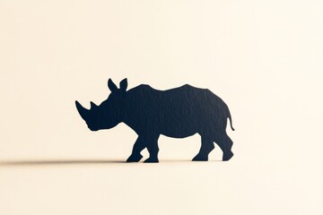 Rhino Silhouette on Beige Background