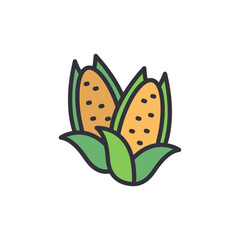 Corn colored icons, minimalist vector illustration ,simple transparent graphic element .Isolated on white background