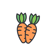 Carrot colored icons, minimalist vector illustration ,simple transparent graphic element .Isolated on white background