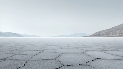 Vast Gray Desert Landscape Under Hazy Sky