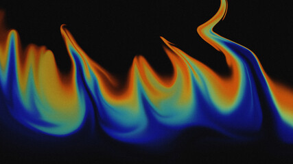 Vibrant Blue and Orange Liquid Flame Abstract Design with Smoky Motion Effect, Ideal for Festival Posters and Energetic Branding