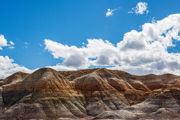 Obraz premium Blue Mesa is a very colorful badland area at Petrified Forest National Park with a nice trail.