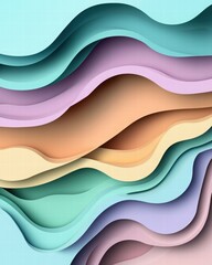 Obraz premium Abstract Waves of Colorful Layers in Soft Pastel Tones