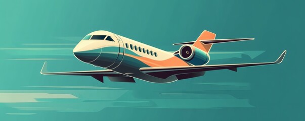 Fototapeta premium A colorful private jet aircraft gracefully flies across the bright sky