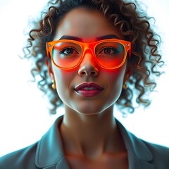 women with glasses, orange glasses, digital art, illustration, portrait, female, fashion, style, modern, contemporary, graphic, design, artwork, creative, artistic, visual, image, trendy, fashionable,